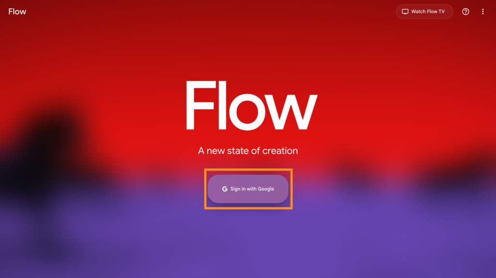 Google Flowのログイン画面