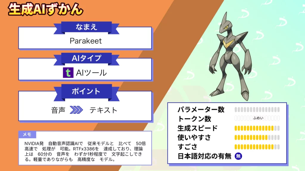 NVIDIA Parakeet 音声認識