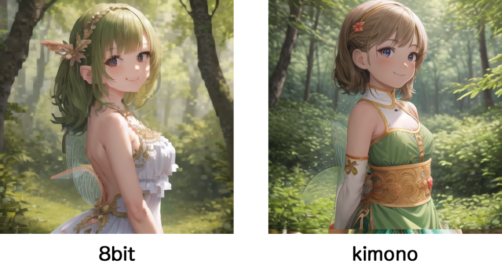 LoRAによる生成画像の変化