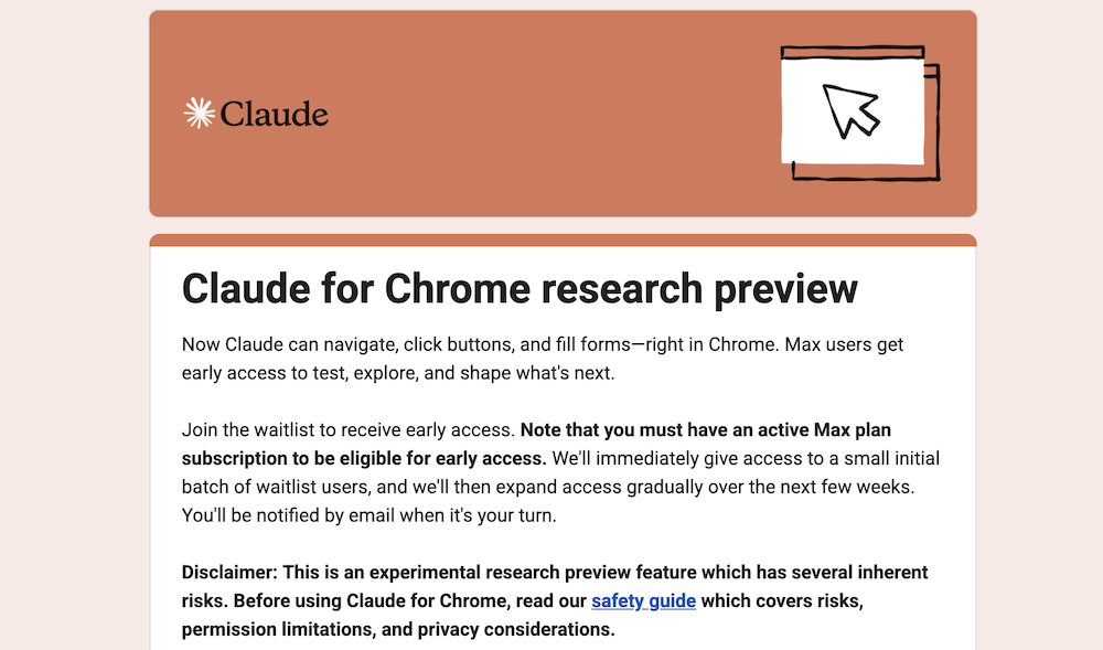 Claude for Chrome 入力フォーム