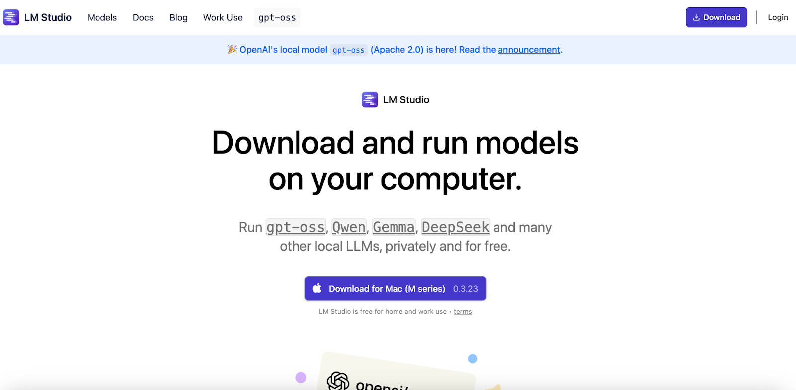LM Studioのダウンロード画面
