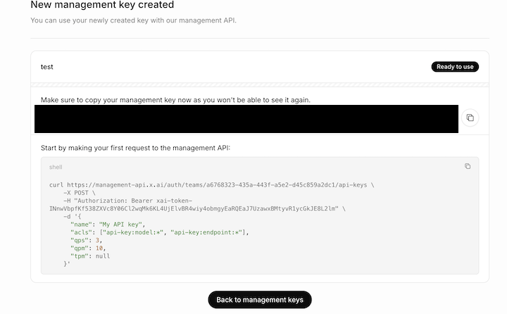 Management API Key