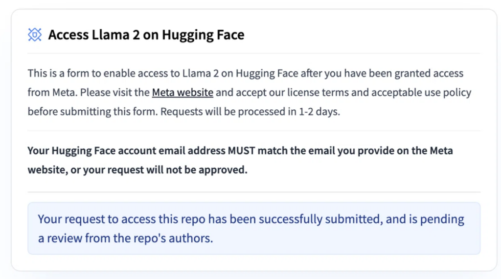 Llama2認証完了画面