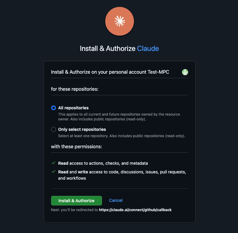 Claude GitHubアプリの設定