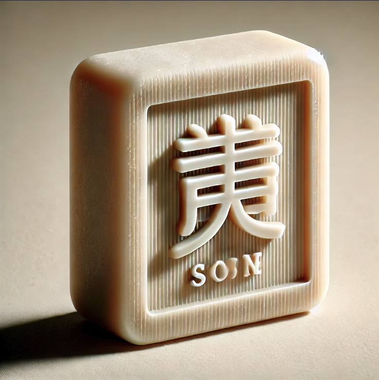 DALL-E 3にて作った日本語で「自然」と入っている石鹸の画像