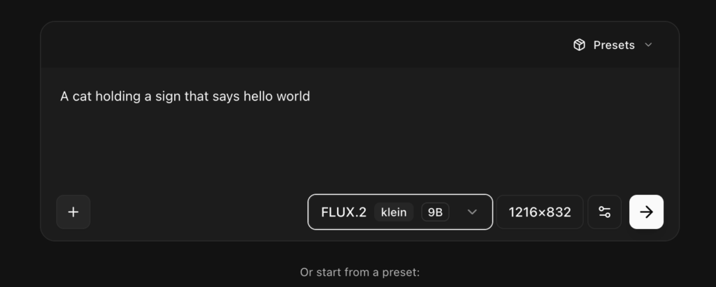 FLUX.2 [klein]のPlayground画面