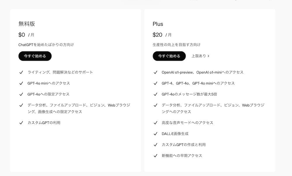 料金プラン画面