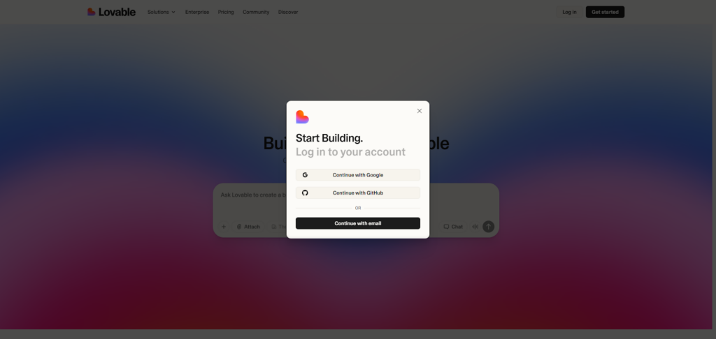 Lovableにログイン