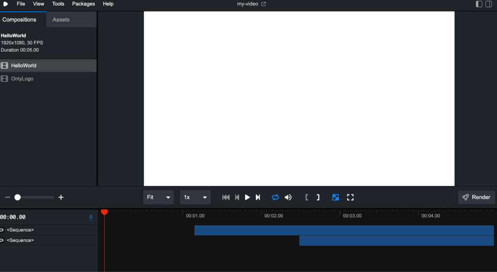 Remotionを立ち上げた画面