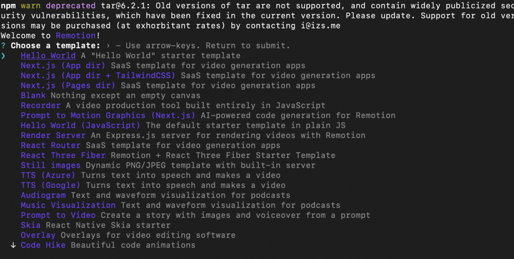 Remotionのインストール
