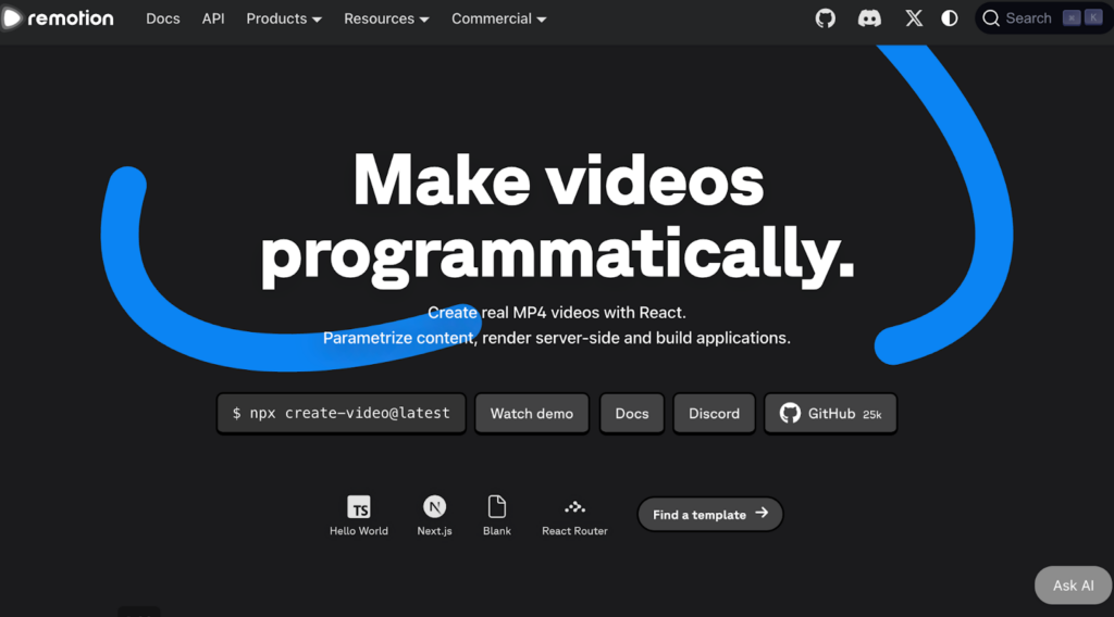 Remotion Studioのトップ画面
