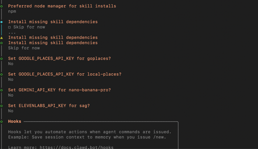 Moltbotのインストール画面