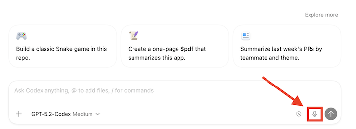 Codexアプリ 音声入力