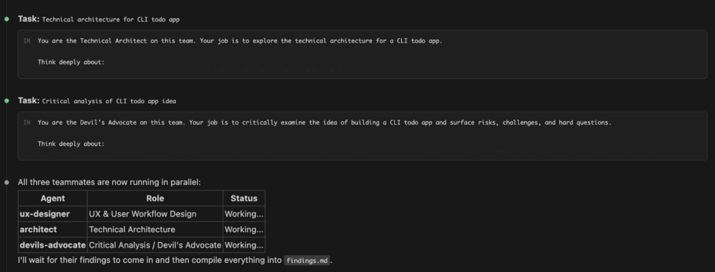 Claude Codeでエージェントチームがアイデアリサーチを並列実行している画面