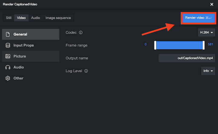 Remotion レンダリング