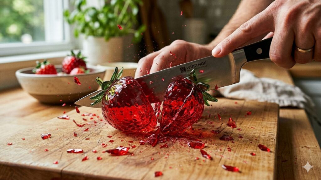 ガラスのいちごを切るAI ASMR