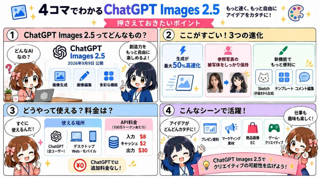 【ChatGPT Images 2.5】50%高速化と手描きSketch機能搭載!OpenAI最新画像生成モデルの使い方・料金・活用シーンを徹底解説