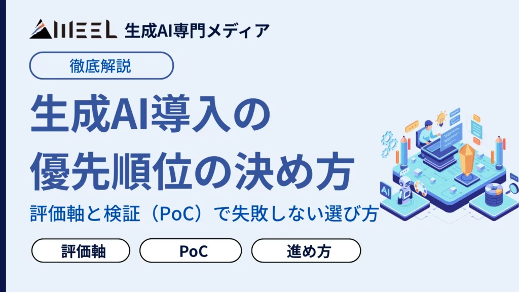 生成AI 導入 優先順位 決め方 評価軸 検証 PoC 失敗しない 選び方 解説