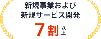 新規事業および新規サービス開発 7割以上