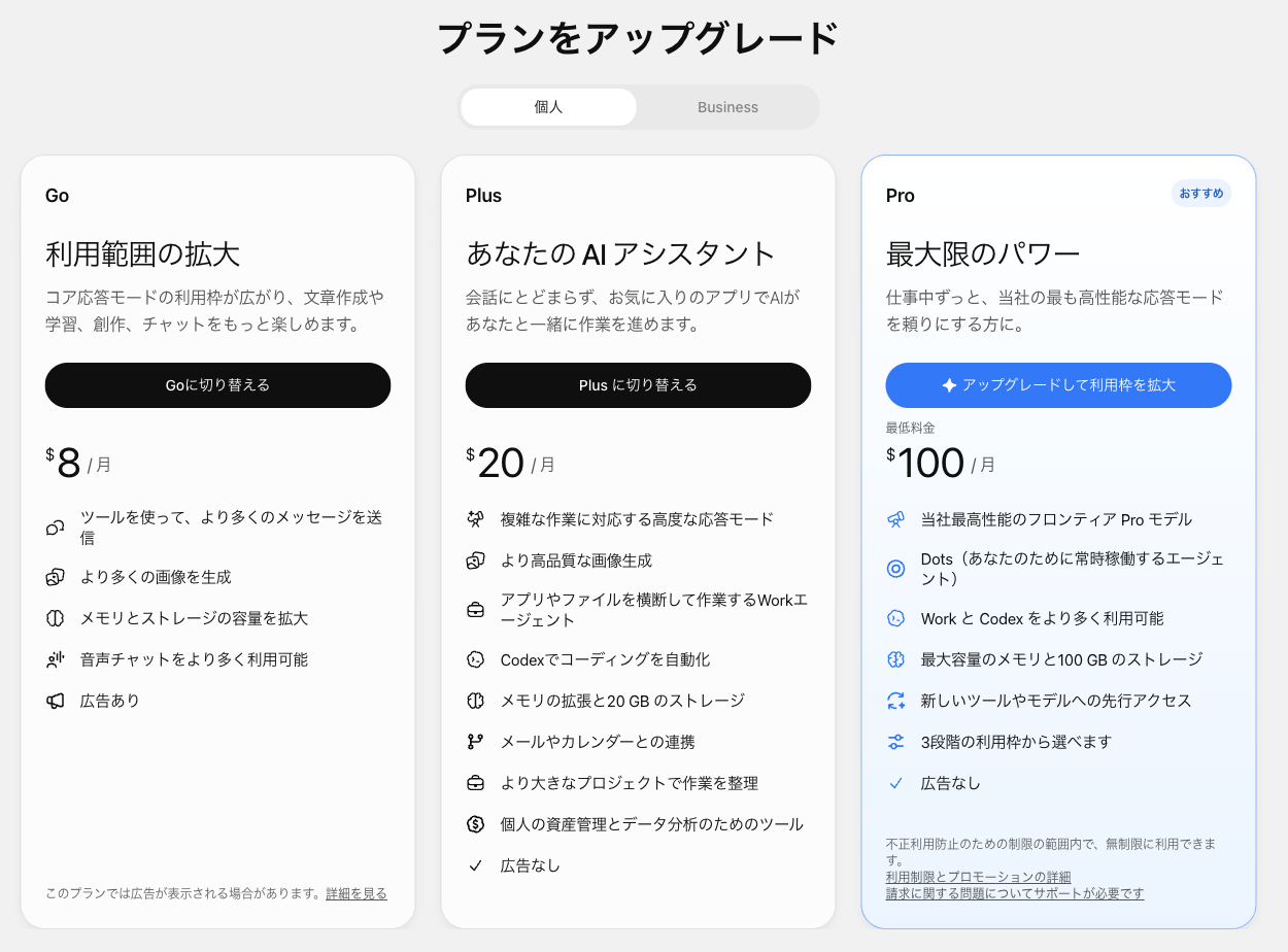 ChatGPT料金表