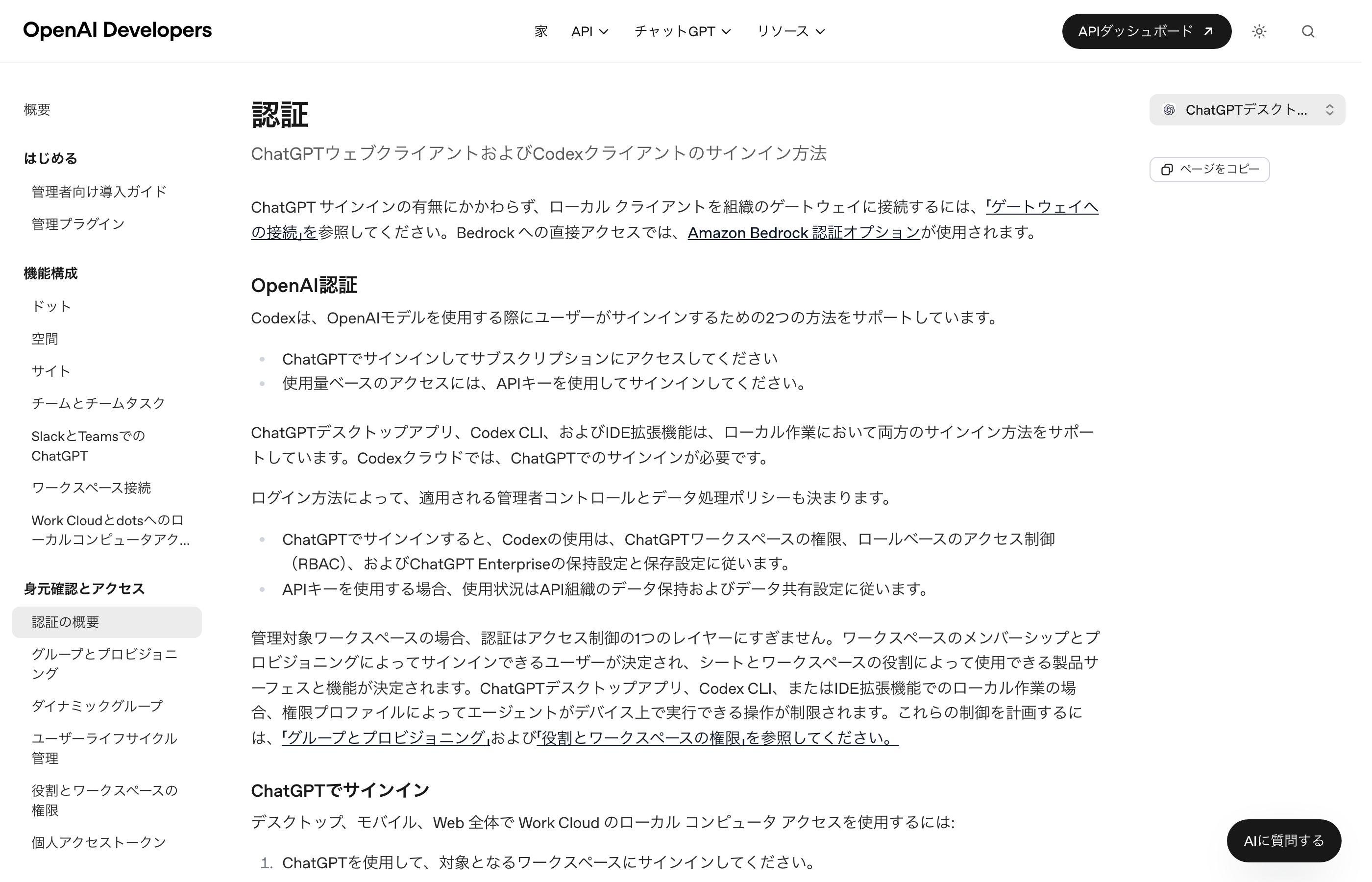 Image_Codex authentication documentation page Codexの認証方法の説明ページ
