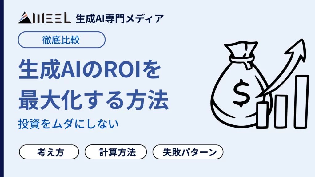 投資 ムダにしない 生成AI ROI 最大化 方法 投資対効果 考え方 計算方法 紹介