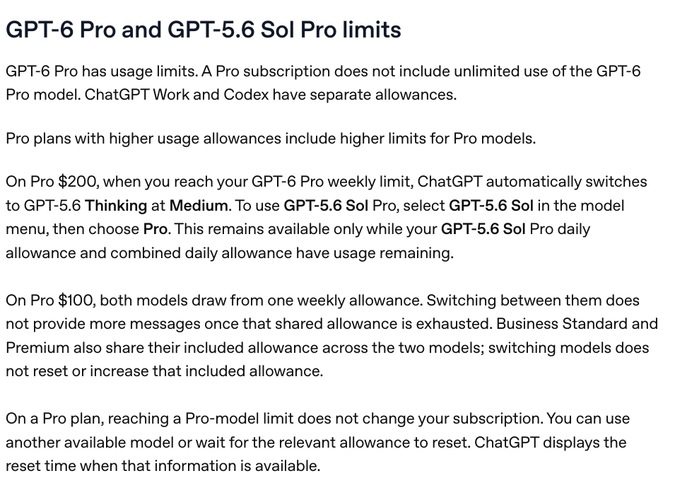 Image_Explanation of usage limits for GPT-6 Pro and GPT-5.6 Sol Pro GPT-6 ProとGPT-5.6 Sol Proの利用上限の説明