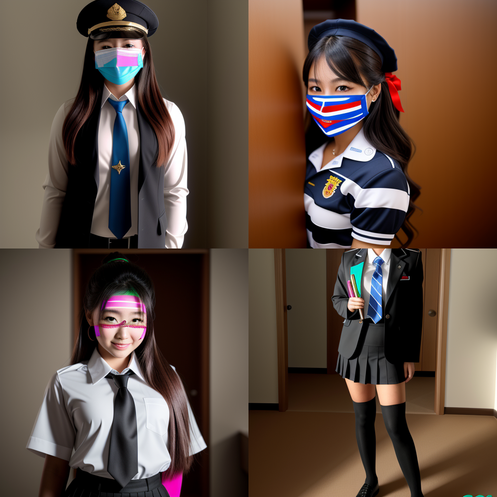 制服姿の美少女の生成画像