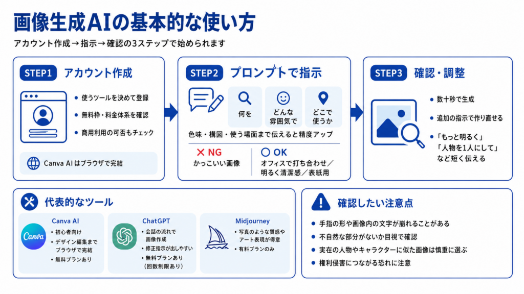 画像生成AIでプロンプトを入力してから画像ができるまでの3ステップ