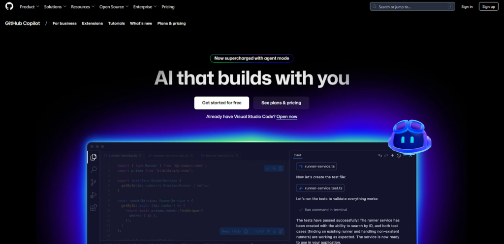 GitHub Copilotのトップページ