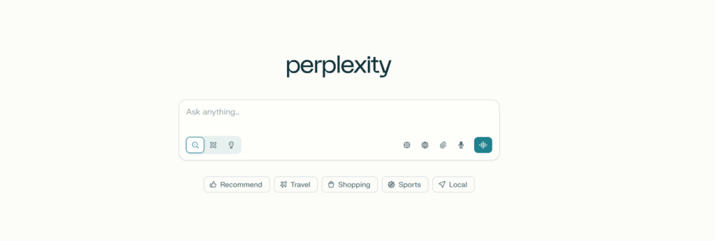 Perplexity AIのトップページ