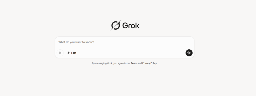 Grokのトップページ