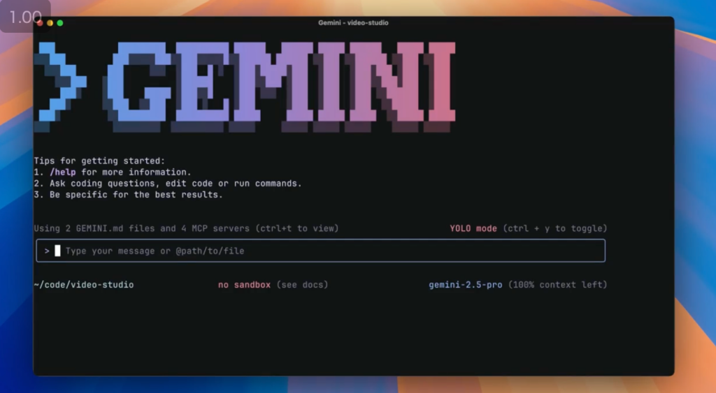 Gemini CLIのコンソール画面
