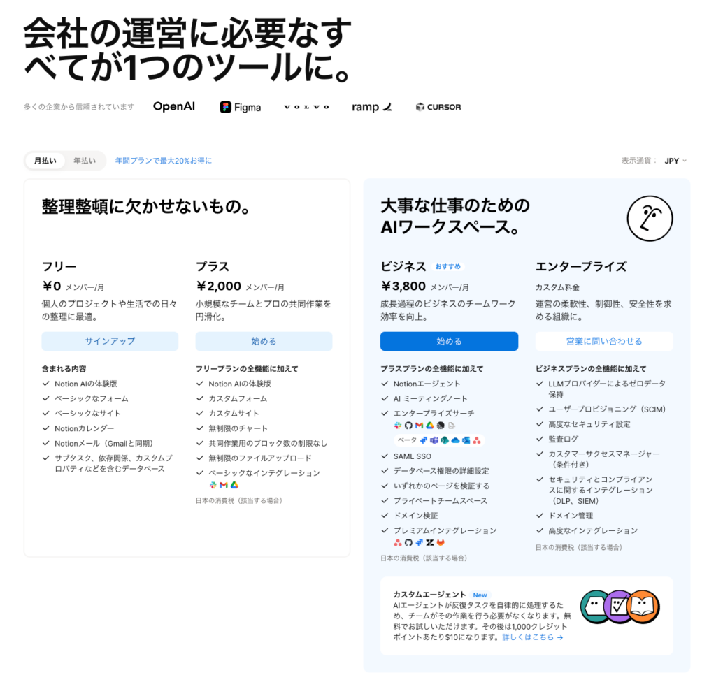 Notion料金プラン