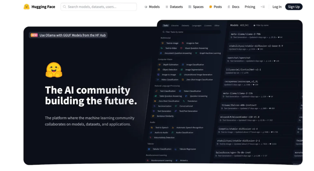 Hugging Faceトップ画面