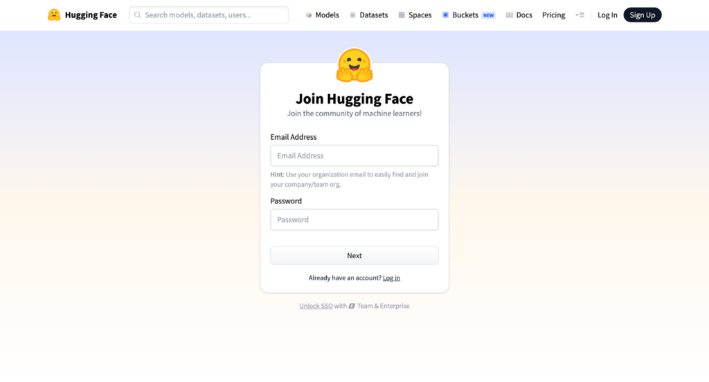 Hugging Faceアカウント登録②