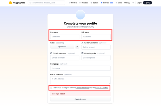 Hugging Faceアカウント登録③