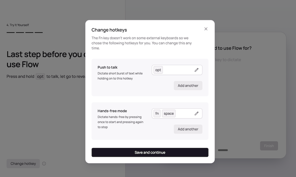 Wispr Flow 設定画面