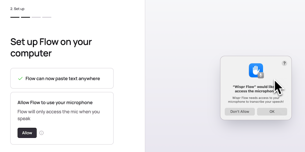 Wispr Flow アクセス許可