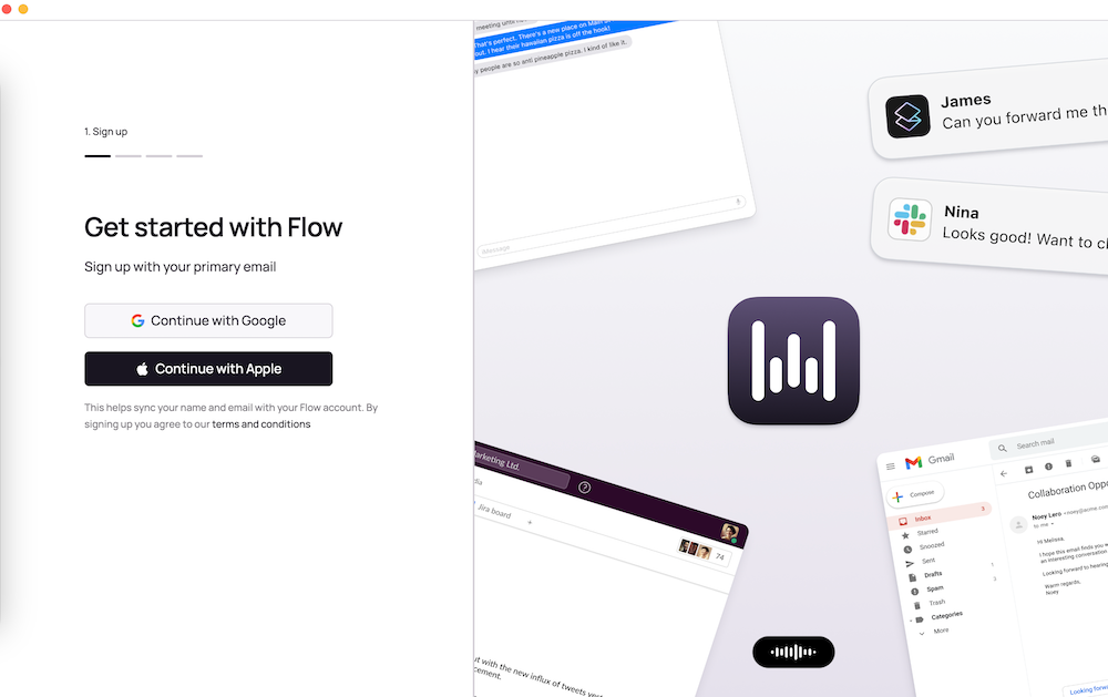 Wispr Flow アカウント登録画面