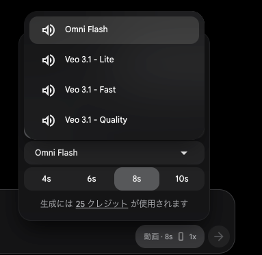 Google Flowでのモデル選択