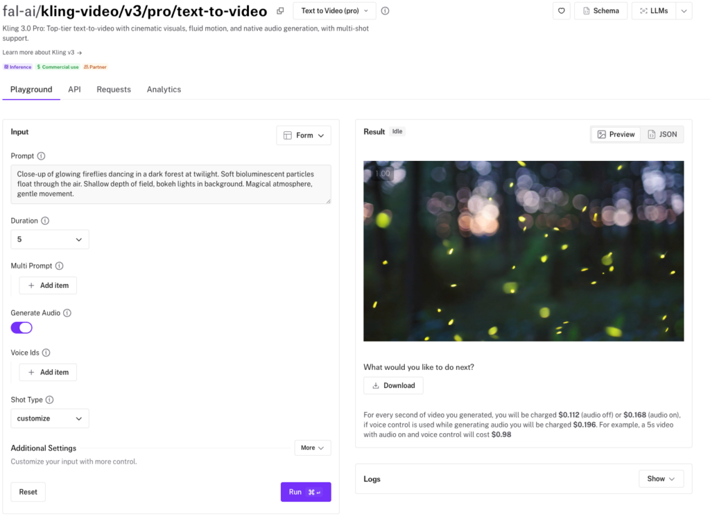 fal.aiでのKling AI 3.0
