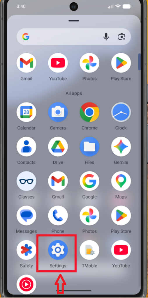 Androidの設定アプリ画面