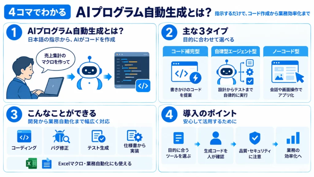 AIプログラム自動生成とは？おすすめツール比較・無料で使う方法を徹底解説