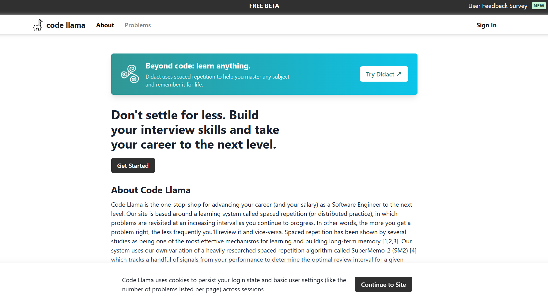 Code Llamaの公式サイト画面