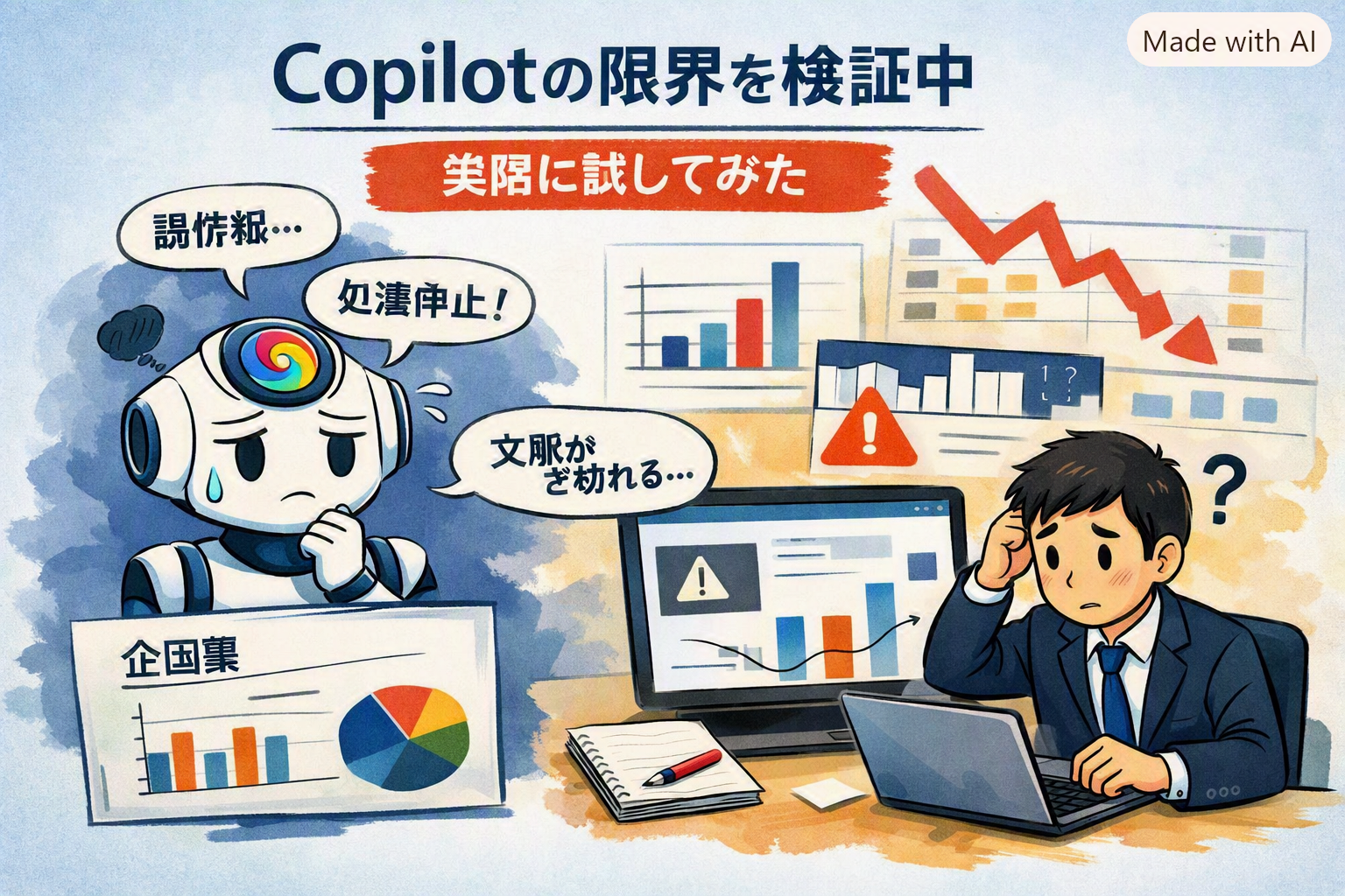 Copilotで生成した画像例(画像内の日本語が崩れている)