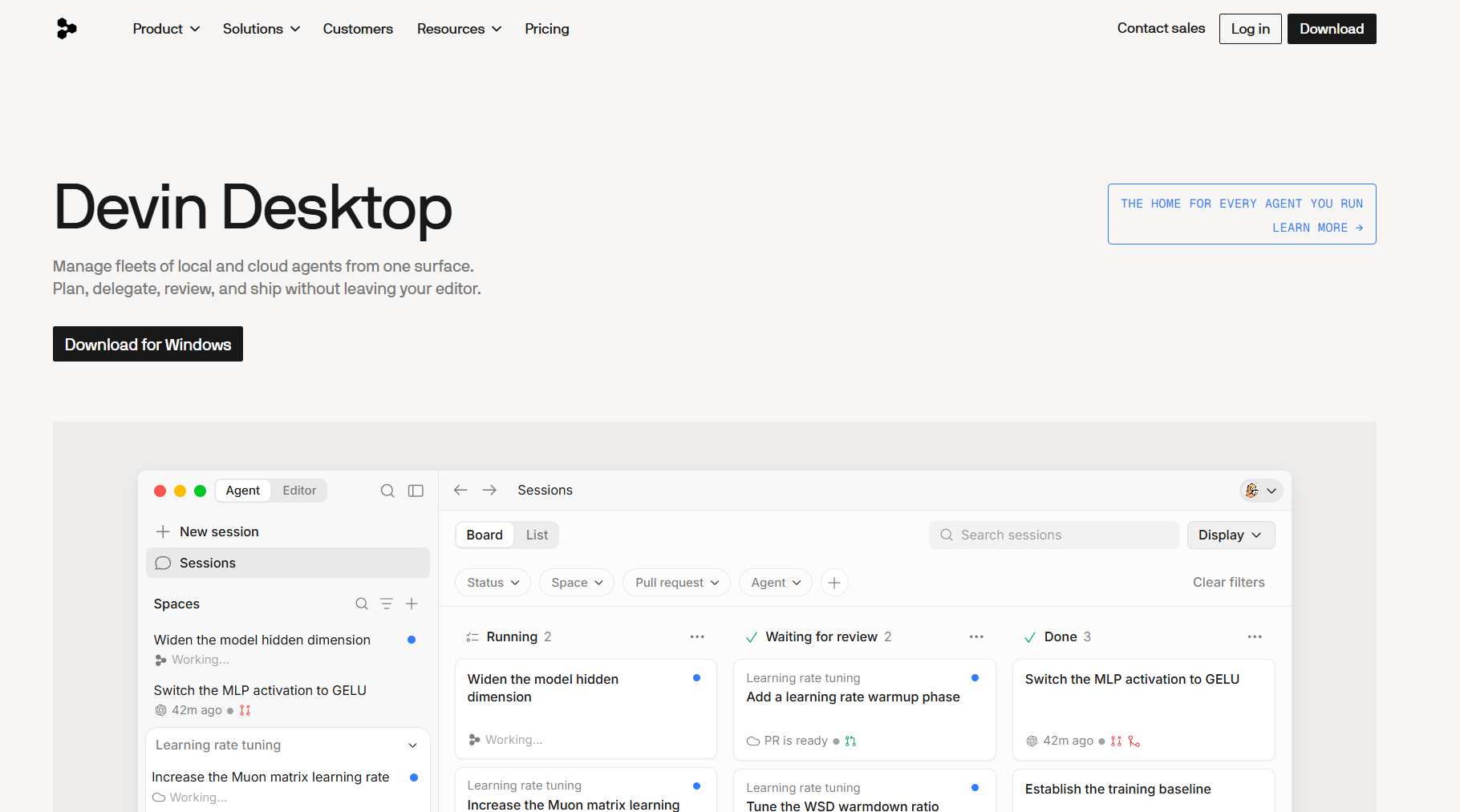 Devin Desktopの公式サイト画面