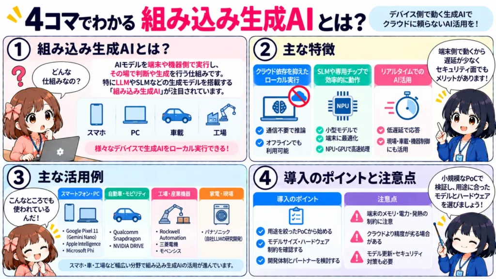 組み込みAI(生成AI)の活用事例!スマホ・車載・産業機器の最新動向と検証結果を解説