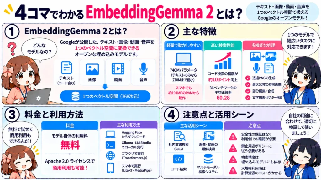 【EmbeddingGemma 2】スマホで動くGoogleのマルチモーダル埋め込みモデルの性能・使い方を徹底解説