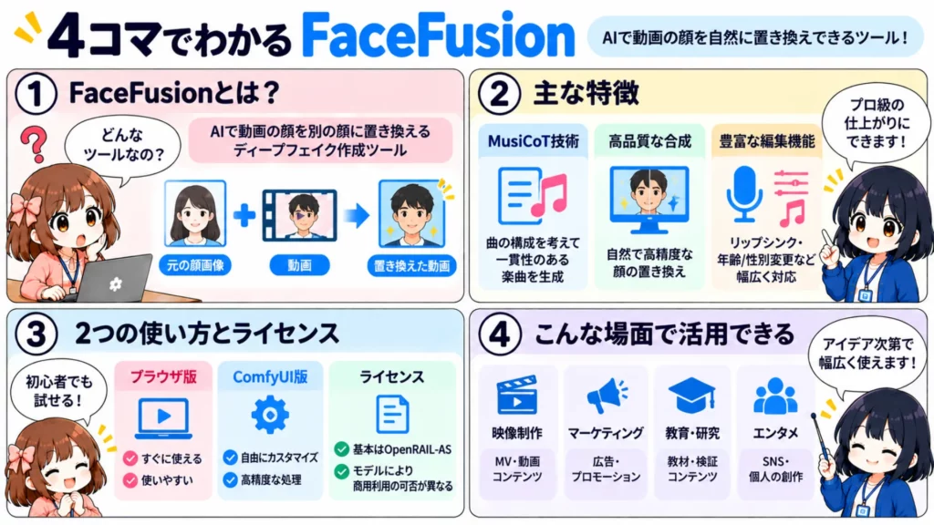 FaceFusionとは?無料のAI顔交換(フェイススワップ)ツールで画像・動画の顔を自然に入れ替える方法を解説